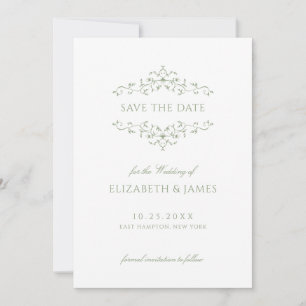 Sage Green Vintag Ornamental Save The Date