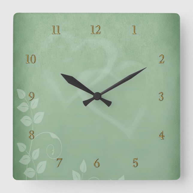 Sage Green Vintag Quadratische Wanduhr (Vorderseite)