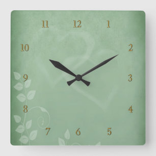 Sage Green Vintag Quadratische Wanduhr