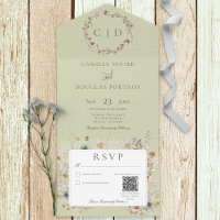 Sage Green Vintag Romantic Wildblume QR Code