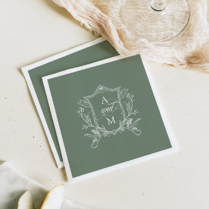 Sage Green Vintag Wappen Hochzeit Serviette