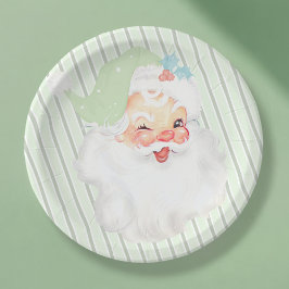 Sage Green Vintag Winking Weihnachts-Party Pappteller