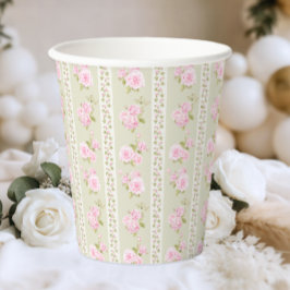 Sage Green Vintage Floral Pappbecher