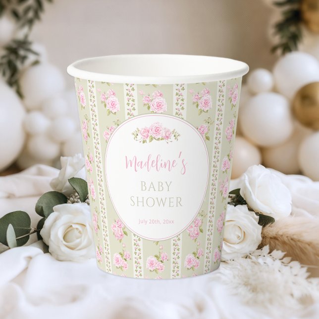 Sage Green Vintage Floral Pappbecher (Von Creator hochgeladen)