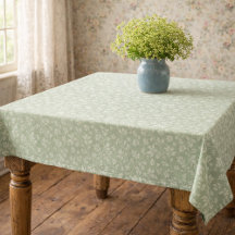 Sage Green Vintage Tablecloth 