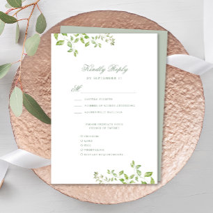 Sage Green Wappen Monogram Modern Greenerity Weddi RSVP Karte