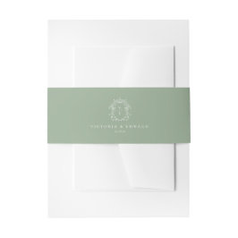 Sage Green Wappen Monogram Wedding Einladungsbanderole