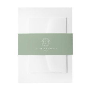 Sage Green Wappen Monogram Wedding Einladungsbanderole