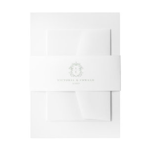Sage Green Wappen Monogram Wedding Einladungsbanderole