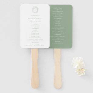Sage Green Wappen Monogram Wedding Program Fächer