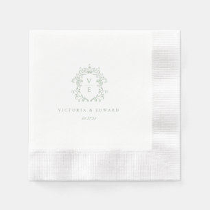 Sage Green Wappen Monogram Wedding Serviette