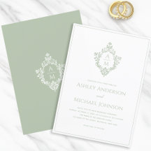 Sage Green Wappen Vintage formale Hochzeitmonogram