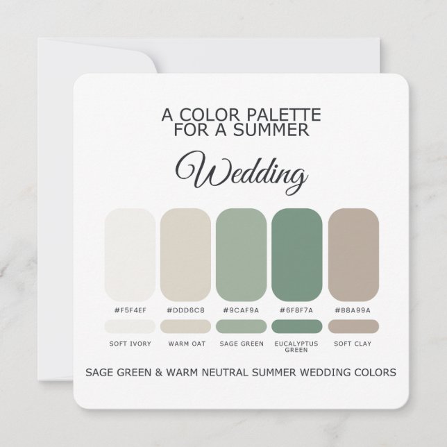 Sage Green Warm Summer Wedding Palette 2026 Card Einladung (Vorderseite)