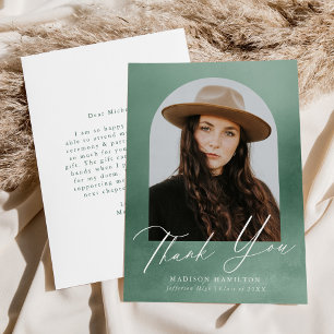 Sage Green Watercolor Arch Foto Abschluss Dankeskarte