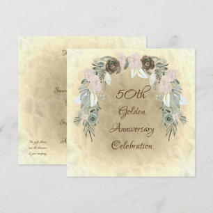 Sage Green Watercolor Blume Goldene Hochzeit Einladung