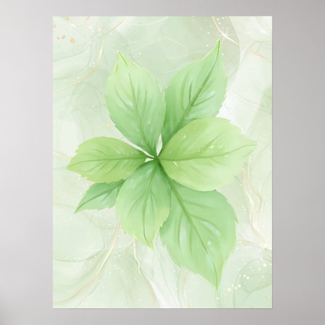 Sage Green Watercolor Botanischer Minimalistisch B Poster (Vorne)