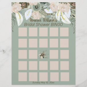 Sage Green Watercolor Brautparty Bingo Flyer