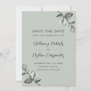 Sage Green Watercolor Eucalyptus QR Code Hochzeit Save The Date