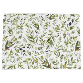 Sage Green Watercolor French Country Chic Olives Große Geschenktüte