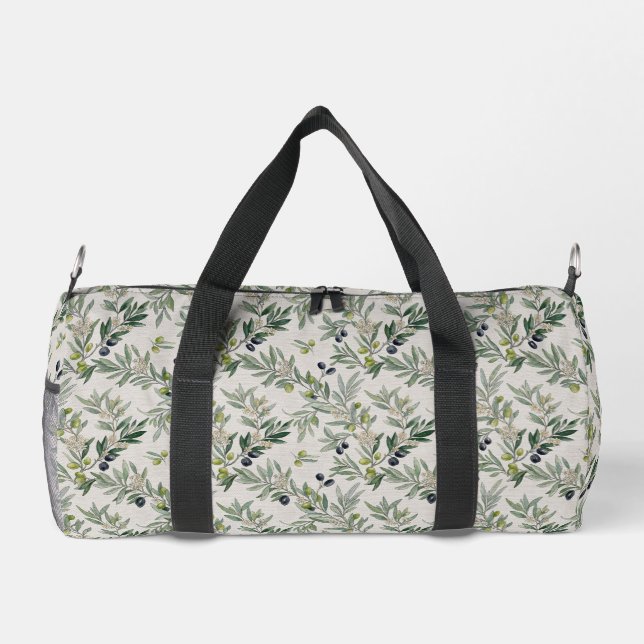 Sage Green Watercolor French Country Olive Duffle Bag (Rückseite)