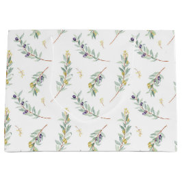 Sage Green Watercolor French Country Olive Pattern Große Geschenktüte