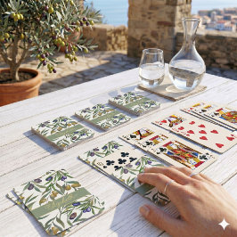 Sage Green Watercolor French Country Olive Pattern Spielkarten