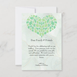 Sage Green Watercolor Herz Minimalistisch Hochzeit Dankeskarte