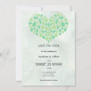Sage Green Watercolor Herz Minimalistisch Hochzeit Save The Date