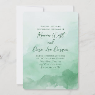 Sage Green Watercolor Ombre Malerei Hochzeit Einladung