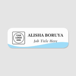 Sage Green Wave Logo Name Badge nametags Namensschild