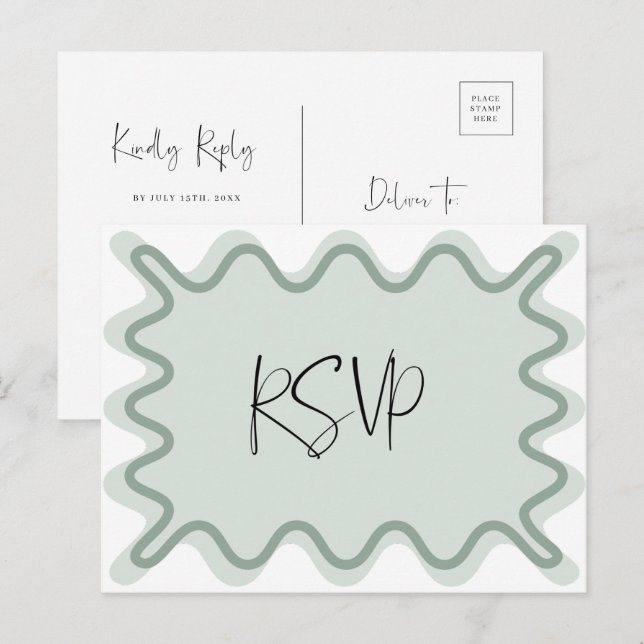 Sage Green Wavy Border UAWG Postcard Postkarte (Vorne/Hinten)