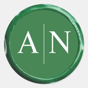 Sage Green Wax Siegel Wedding Monogram Sticker