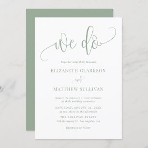 Sage Green We Do Modern Calligraphy Wedding Einladung