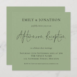 Sage Green Wedding Afternoon Empfang Einladung