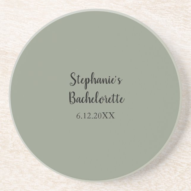 Sage Green Wedding Bachelorette Name Gefallen Gesc Getränkeuntersetzer (Vorne)