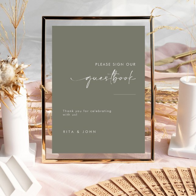 Sage Green Wedding Bitte Unterschreiben Sie unser  Poster (Von Creator hochgeladen)