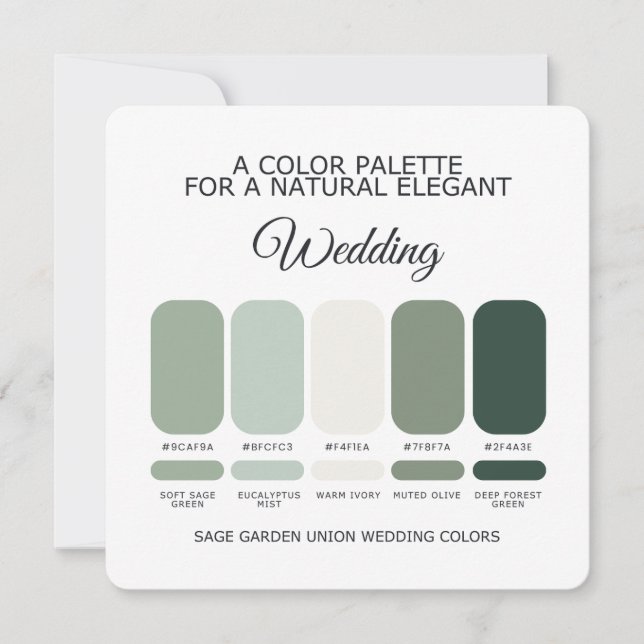 Sage Green Wedding Color Palette Card Einladung (Vorderseite)