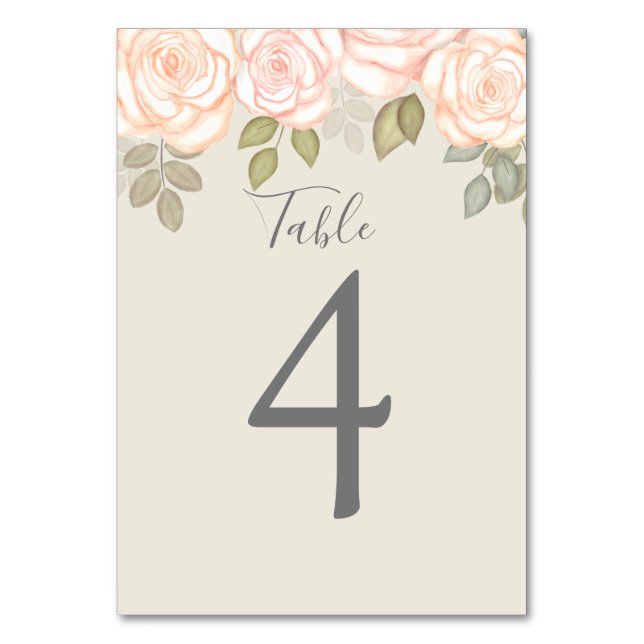 Sage Green Wedding Custom Tischnummer Floral (Vorderseite)