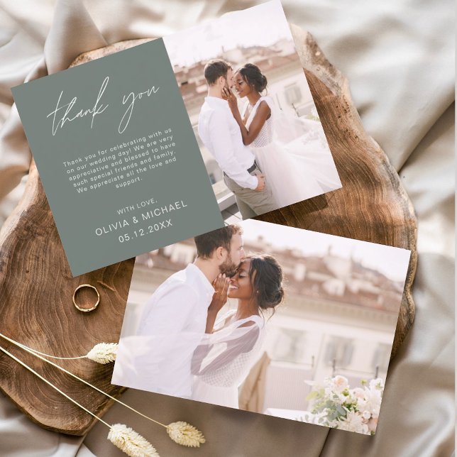 Sage Green Wedding Danke Foto Minimalistisch (Von Creator hochgeladen)