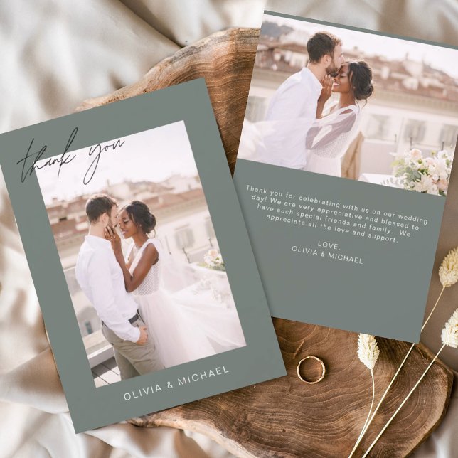 Sage Green Wedding Danke Foto Minimalistisch (Von Creator hochgeladen)