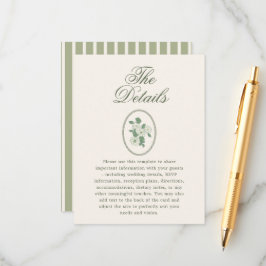 Sage Green Wedding Details Begleitkarte
