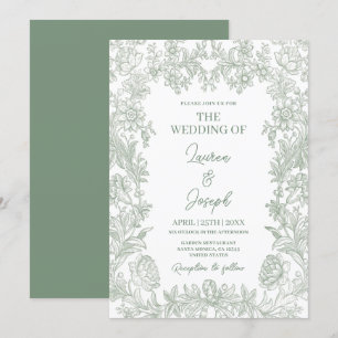 Sage Green Wedding Einladung