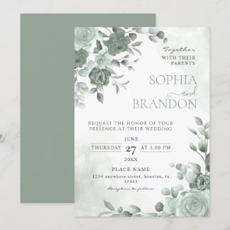 Sage Green Wedding Einladung