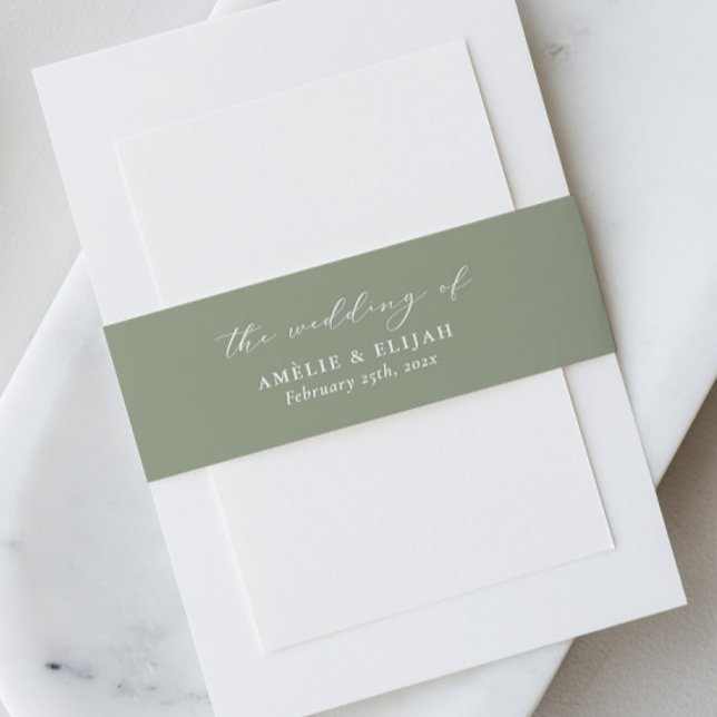 Sage Green Wedding Einladung Bauch Band Skript (Von Creator hochgeladen)