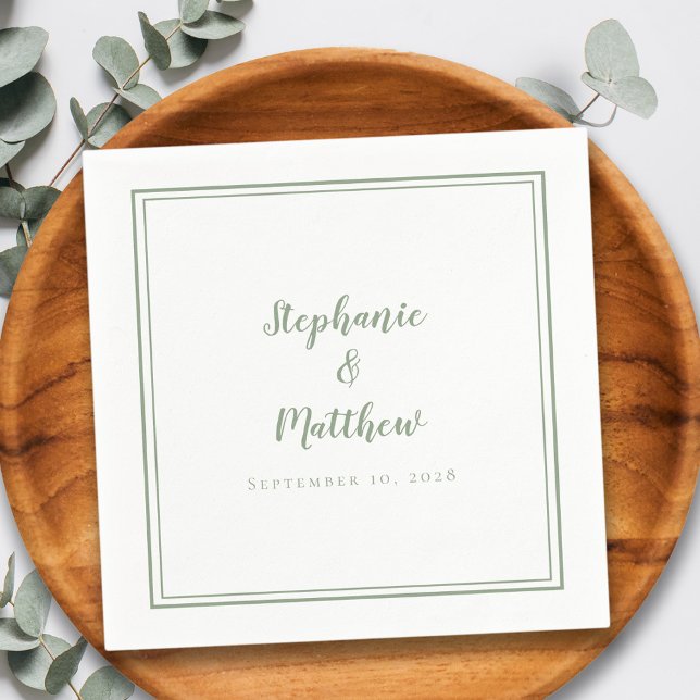 Sage Green Wedding Elegante Einfache Moderne Empfa Serviette (Von Creator hochgeladen)