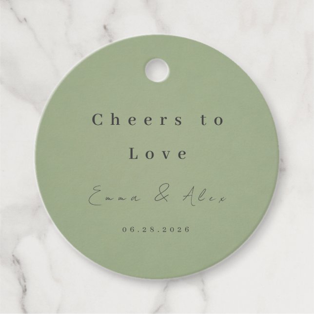 Sage Green Wedding Favor Tag Geschenkanhänger (Vorderseite)