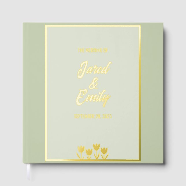 Sage Green Wedding Foil Gästebuch (Vorderseite)