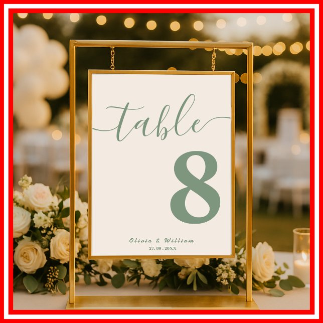 Sage Green Wedding FOTO Tischnummer Poster (Von Creator hochgeladen)