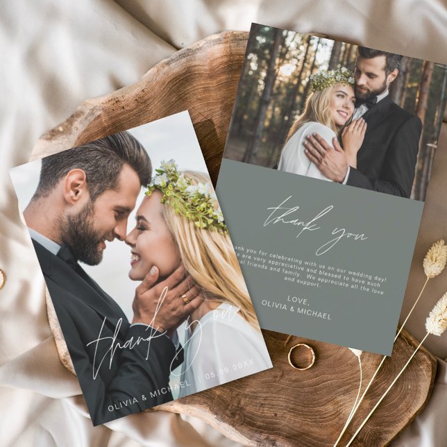 Sage Green Wedding Handgeschriebener Dank Ihnen 2  Dankeskarte (Von Creator hochgeladen)