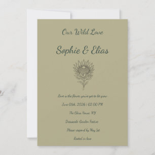 Sage Green Wedding Invitation Protea Botanical Einladung